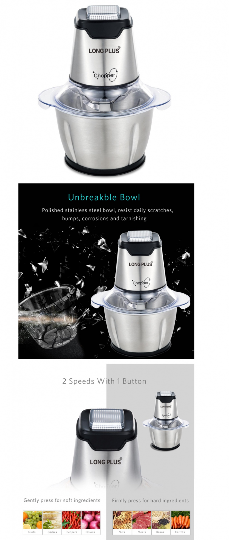 LINKChef & LONG PLUS FC5120 Electric Food Chopper Mini Food Grinder